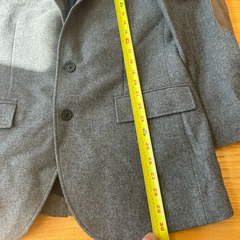 J. Crew Mens 40R Ludlow Blazer Gray Wool‎ Nylon Blend Suede Elbow Patch RN77388